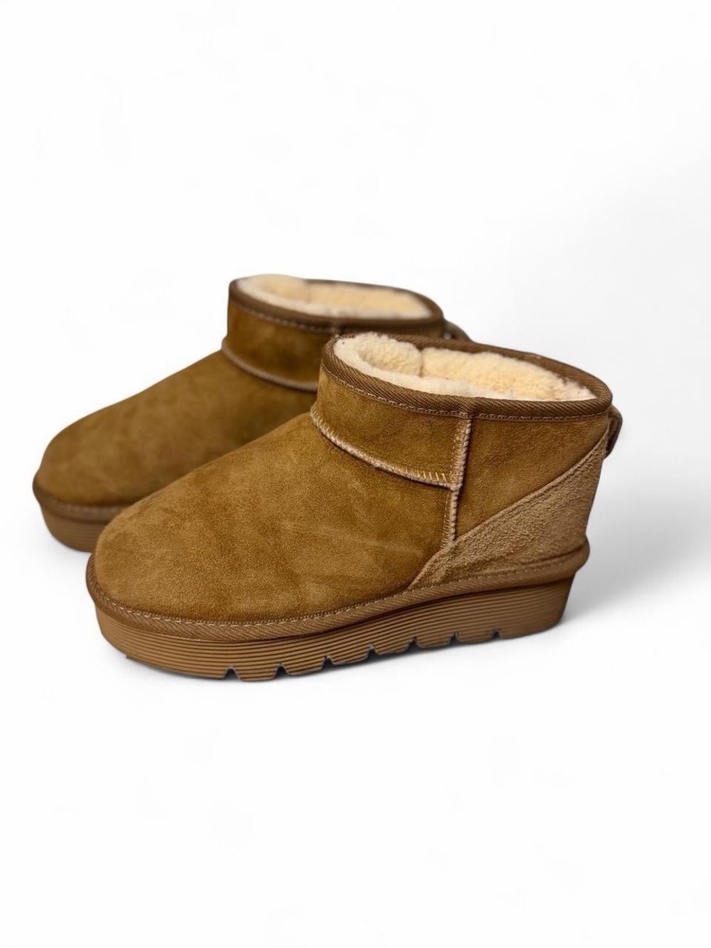 Sheepskins Downunder Australian Sheepskin Platform Mini Boots Chestnut Size 8